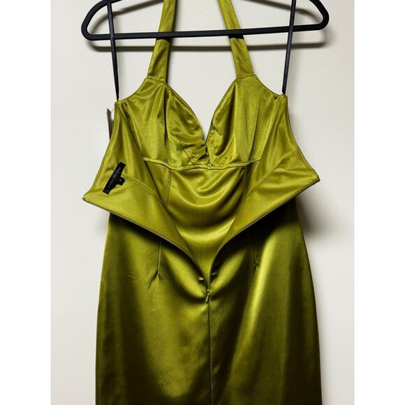 NWT DAVID MEISTER Green Halter Cocktail Dress, Sz 4 - Picture 9 of 13